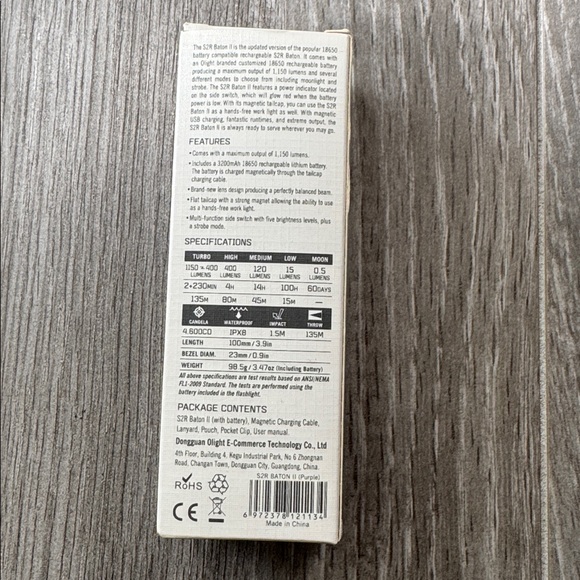 Olight S2R Baton II Purple Flashlight - Picture 2 of 6